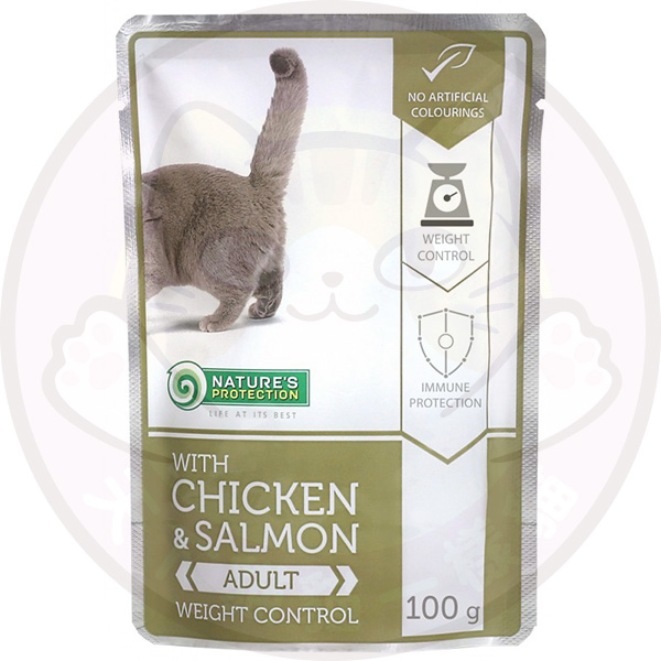 Nature's Protection 保然濕包 Pouch [ 啡包 ] 成貓營養體重護理 Chicken & Salmon 雞+三文魚 100g EU製造 (Exp date: ) 