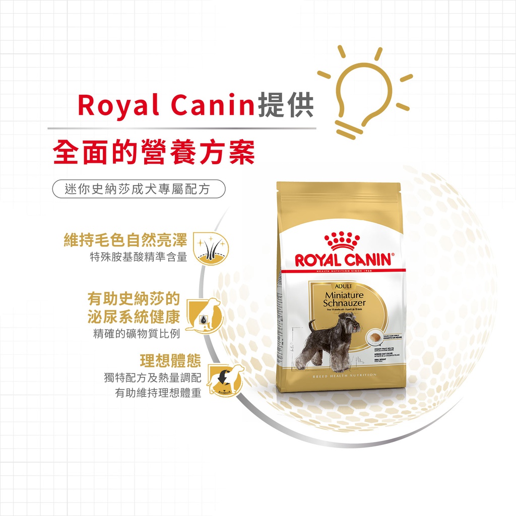 Royal Canin -  Breed 純種系列 Miniature Schnauzer Adult Dog 7.5KG 迷你史納莎成犬專屬配方7.5公斤[訂貨需時2-3天](原裝行貨)