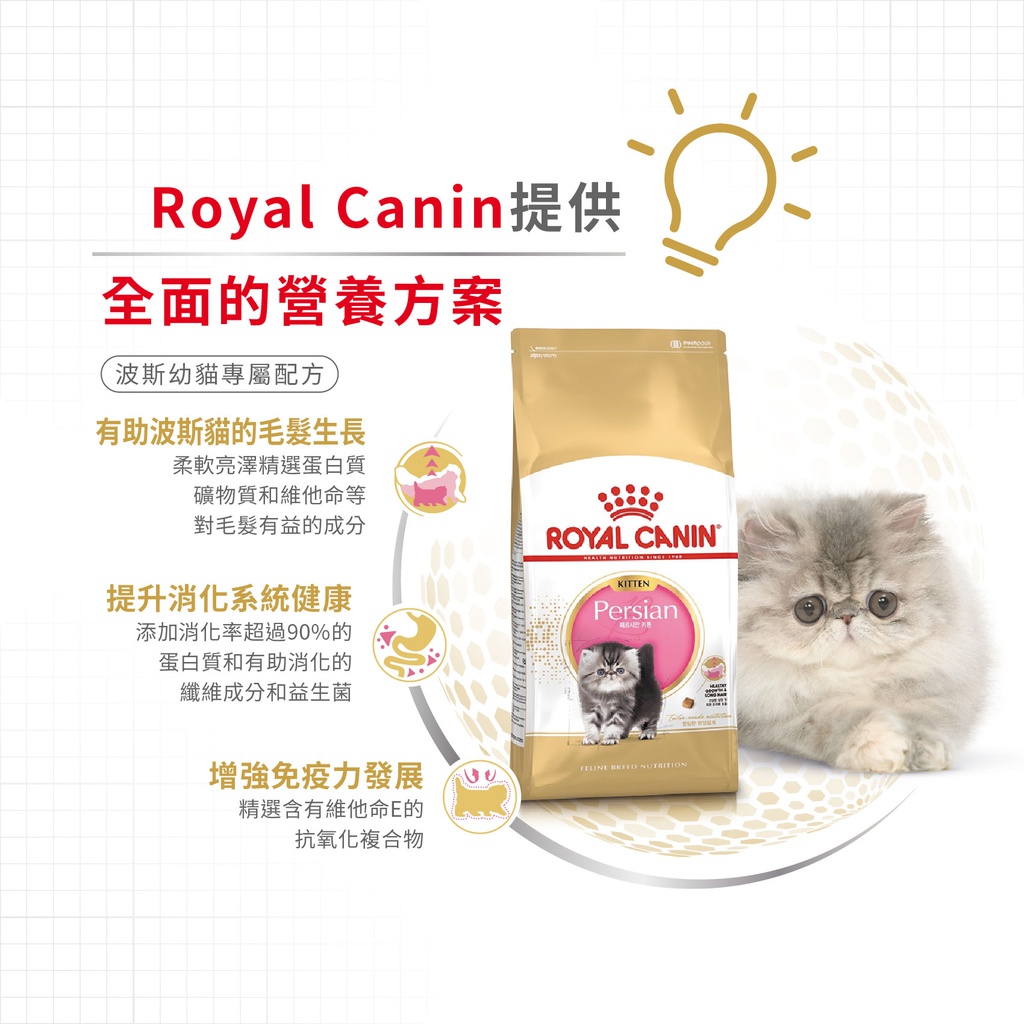 Royal Canin CAT - Feline Breed Nutrition(FBN)  Persian Kitten 純種系列 波斯幼貓專屬配方02kg(原裝行貨)