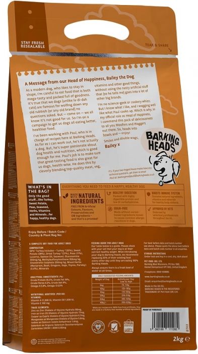Barking Heads 無穀物全天然成犬配方 (放養火雞肉)12KG (啡色)BHT12(訂貨需時3-5天)