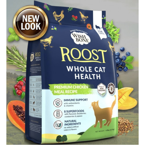 WishBone 威斯邦 CAT Roost 紐西蘭無穀物 香草成貓糧 Premium CHICKEN Meal Recipe 走地雞 4lb