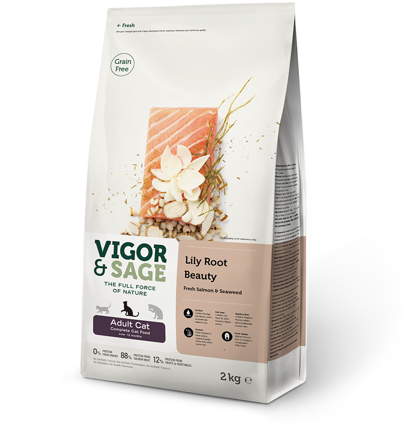 Vigor & Sage 10kg Lily Root Salmon Beauty Complete Cat Food for Adult Cat 百合三文魚美毛無穀物整全成貓