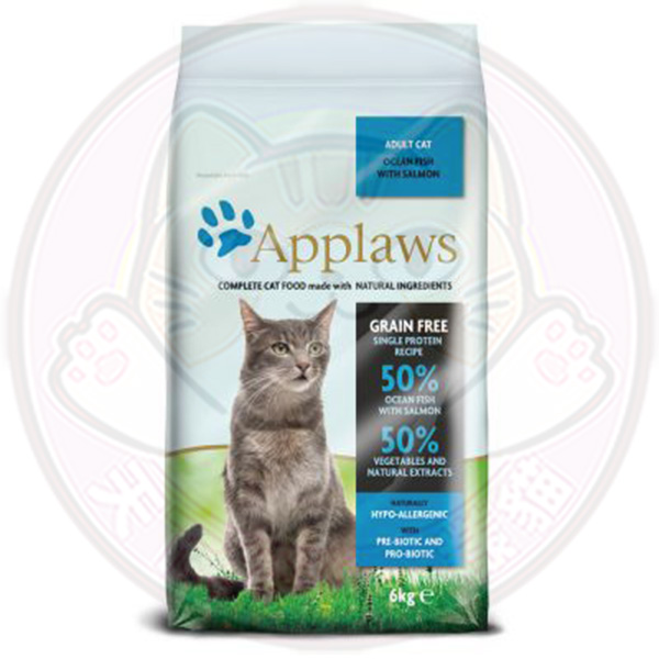 [斷貨中, 8月底開櫃原來無糧, 未有返貨期, 可預訂等貨到] Applaws 乾糧 [ Adult Cat Ocean Fish with Salmon 6kg ] 海魚+三文魚味乾糧(Adult Cat 成貓配方)