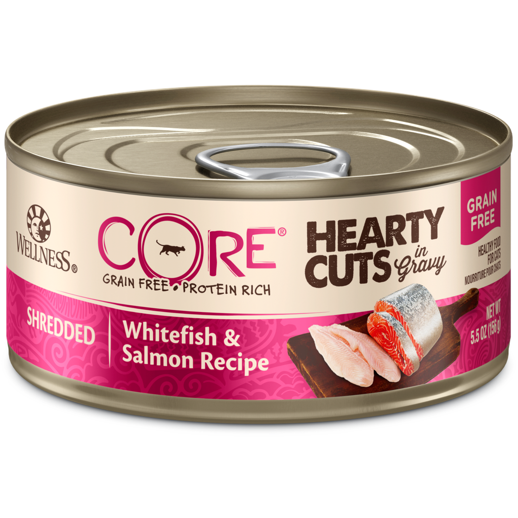 Wellness CORE Hearty Cuts [ WCHC4 ] (8004) Grain Free Cat Canned Food - Shredded Whitefish & Salmon 厚切白魚三文魚無穀物貓罐頭 5.5oz