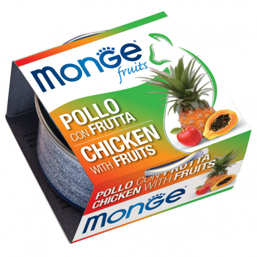 MONGE FRUITS 鮮果罐 Chicken Flakes with Fruits – Adult 雞肉雜果 (成貓) 80g