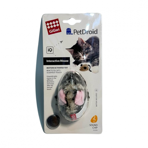 [斷貨中] GiGwi 貓玩具 7065 Pet Droid 電動玩具 電動發聲老鼠 - 灰