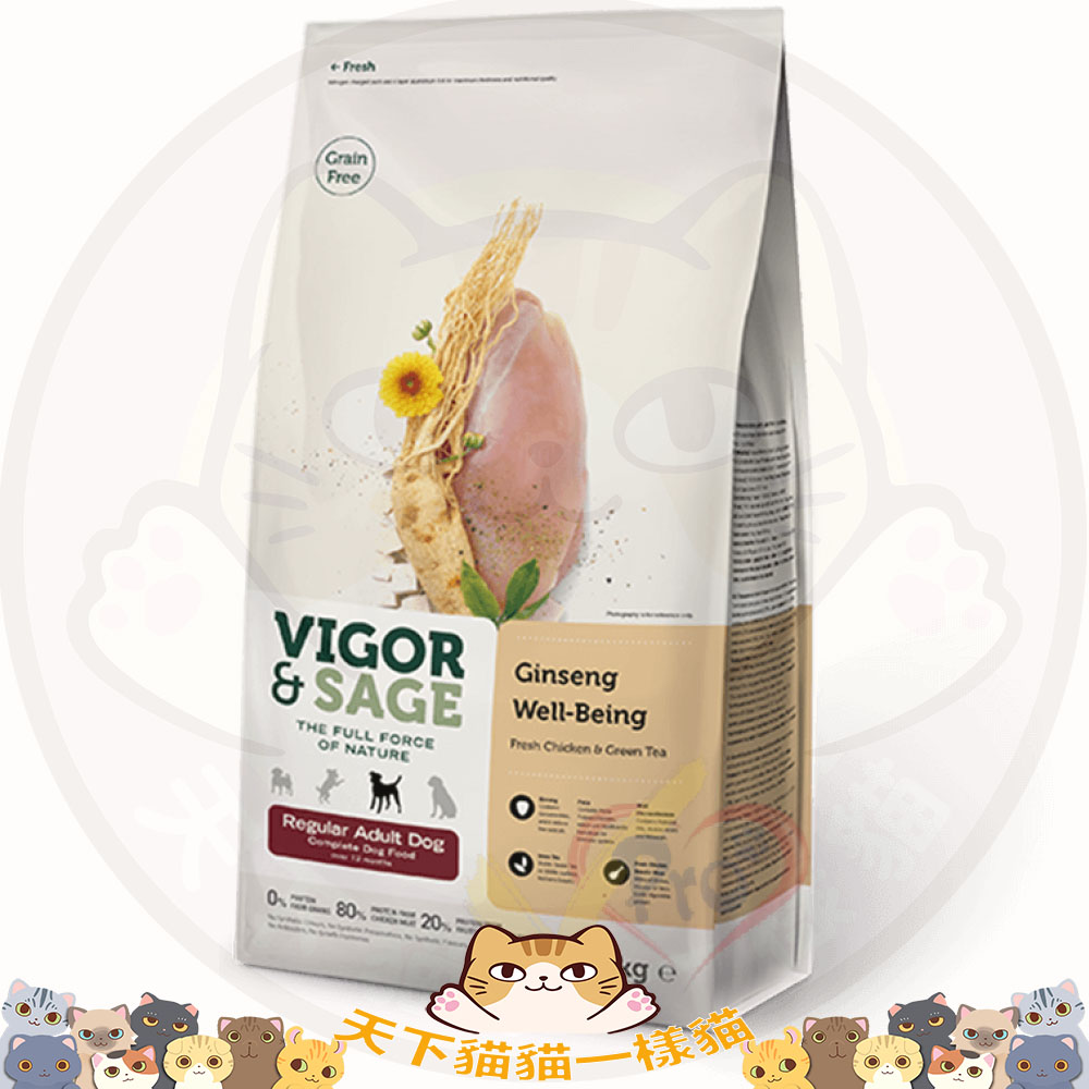 停_Vigor & Sage 狗糧 人蔘成犬糧 (大粒裝) Ginseng Well-Being Regular Adult Dog 12kg 