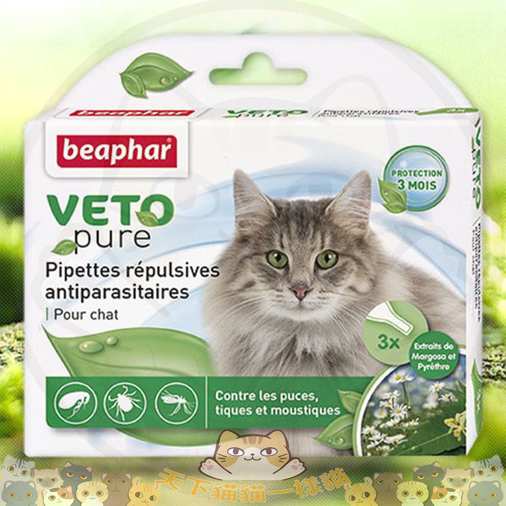 Beaphar Veto Pure Bio Spot On [ for Cat ] Nature 威霸回歸自然滴劑 成貓用 （一盒3支1ML支）