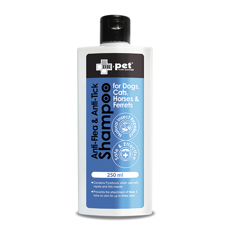 DR.pet醫立得潔毛液 - 抗跳蚤及牛蜱配方 洗毛 Anti-Flea & Anti-Tick Shampoo 250ml (藍招紙白樽)