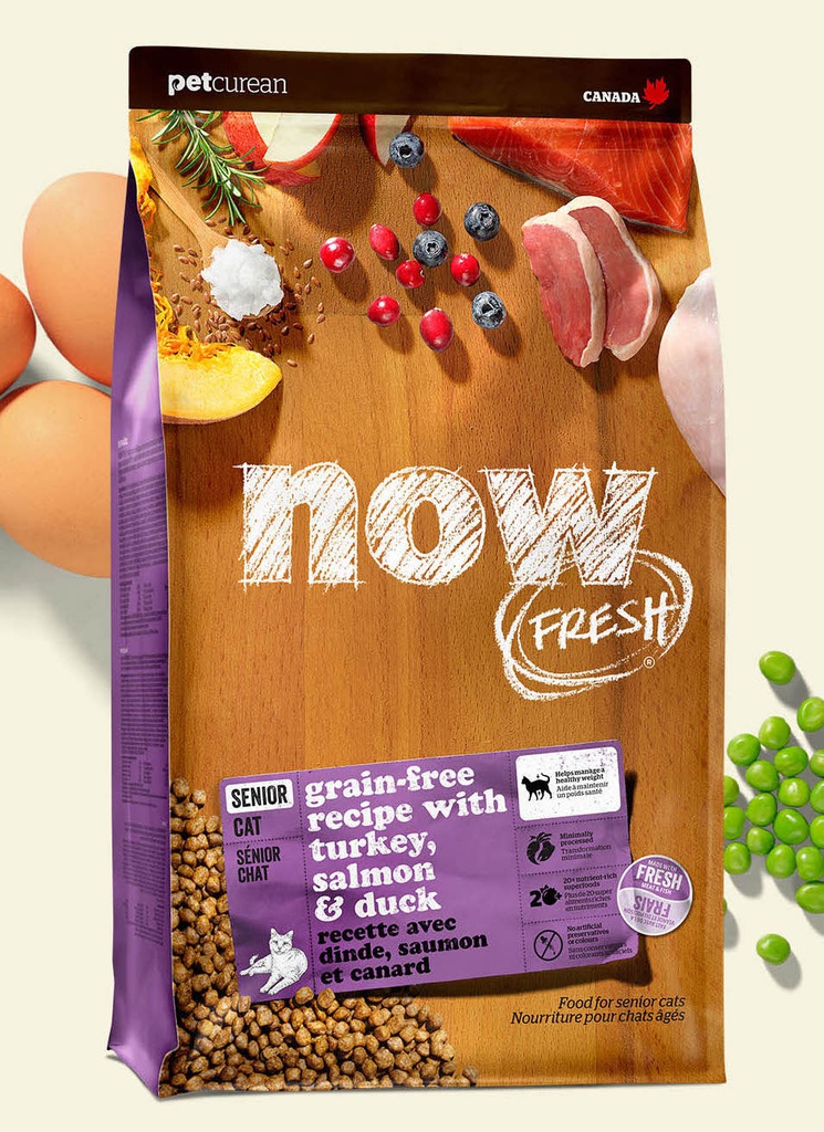 (新包裝) NOW FRESH ((新裝 Now 16lb 紫)) Grain Free Senior Cat 無穀物 老貓糧 火雞+三文魚+鴨 (2306216)