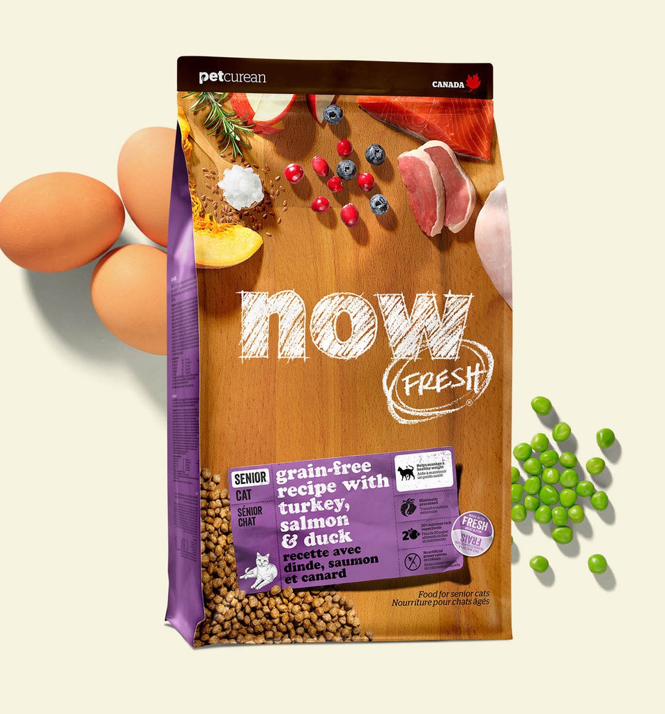 (新包裝) NOW FRESH ((8lb 紫)) Grain Free Senior Cat 無穀物 老貓糧 火雞+三文魚+鴨 (2306208)