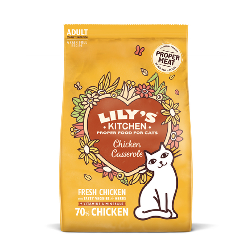 Lily's Kitchen [ CHICKEN CASSEROLE DRY FOOD ] 莉莉廚房貓糧 0.8%低磷無榖物滋味雞肉餐 2KG (成貓/adult)(黃) {原裝行貨}