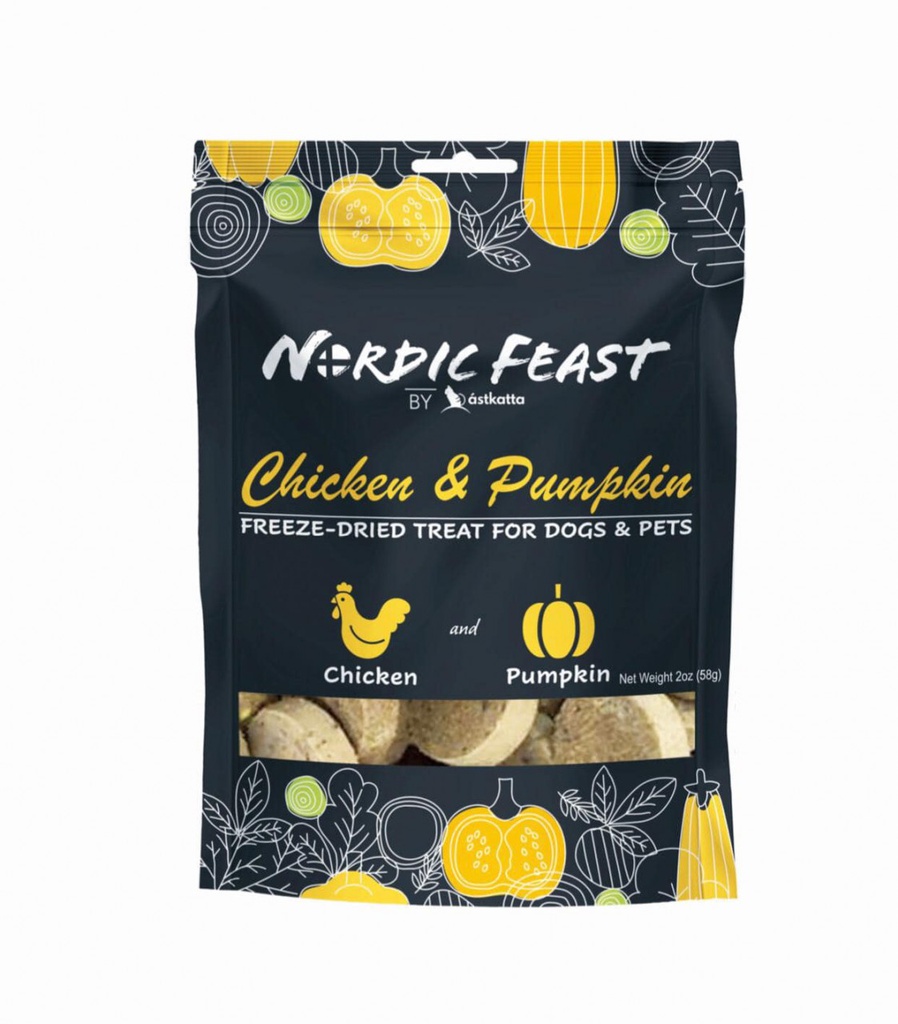 賣到過期_Nordic Feast by Astkatta (黑袋系列) 凍乾雞肉+南瓜小食 (貓狗適用) Chicken & Pumpkin Freeze-Dried Treat 58g