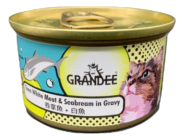 Grandee 80g TUNA white meat ＆ SEABREAM in Gravy 無穀物貓罐頭 汁煮吞拿⿂ + 鯛魚(白魚) 80克 