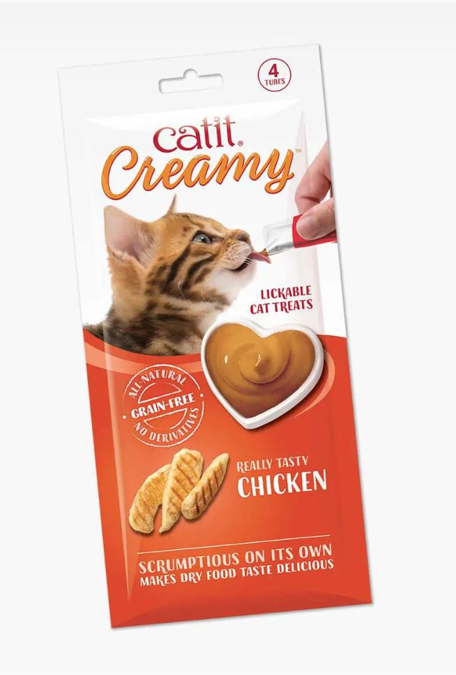 Catit Creamy Grain-Free CHICKEN Cat Treats-Taurine added (4X10g) 無穀物天然營養雞肉醬貓小食 - 添加牛磺酸 (4X10克) 