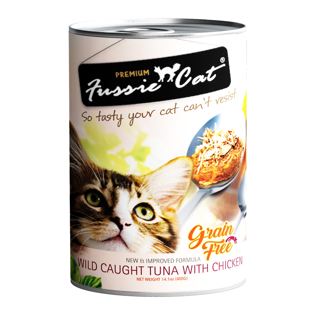 Fussie Cat Premium 400g Grain Free Wild Caught [ Tuna with Chicken ] 吞拿魚, 雞肉 X24 原箱不散賣