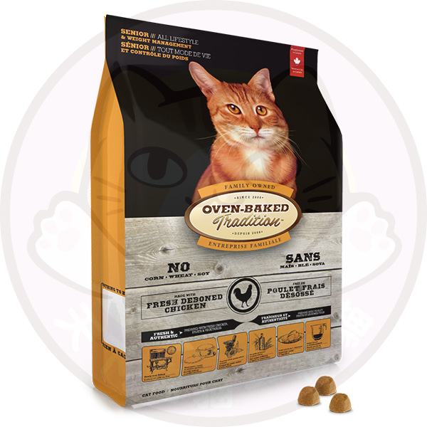 Oven-baked Tradition CAT SENIOR & Weight Management 低卡老貓糧 / 體重控制 {雞} 10lb (橙貓橙包)