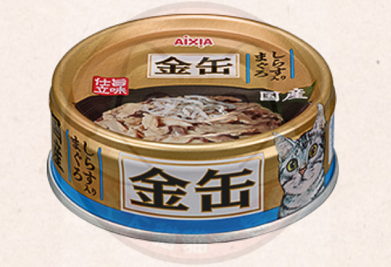 Aixia 日本金缶(金罐)貓罐頭70g GCM46 吞拿魚,白飯魚(淺藍)