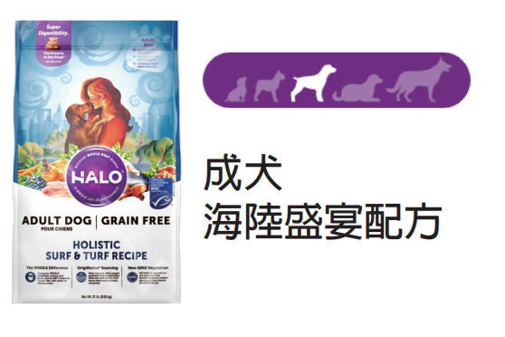 Halo自然光環狗糧 成犬 - 海陸盛宴配方 4磅 Adult Dog - Holistic Surf & Turf Recipe 4 lb (訂貨需時3-5天)