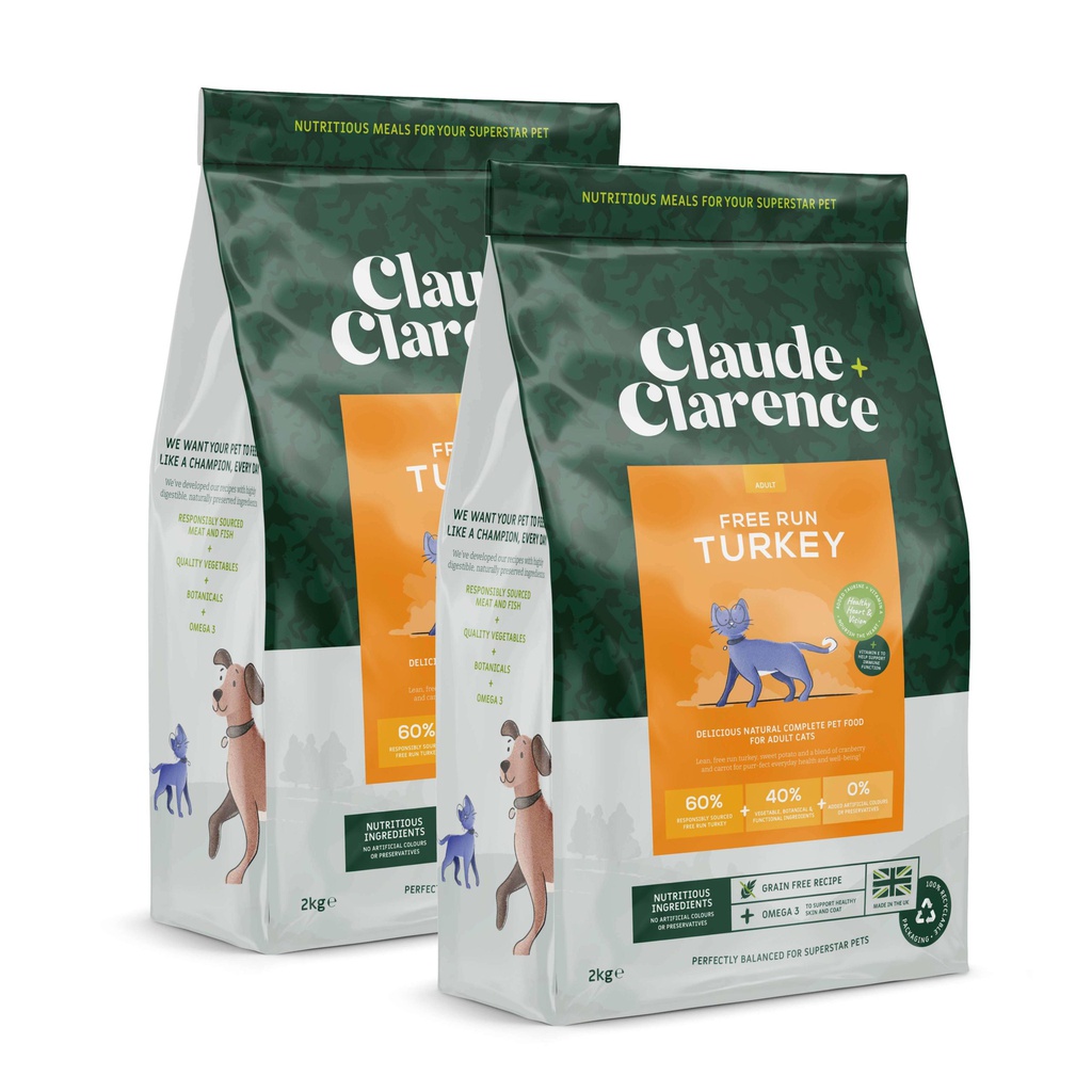 Claude & Clarence Adult Cat - Free Run TURKEY 4KG 全天然無穀物貓糧 成貓配方-放養火雞肉 4公斤