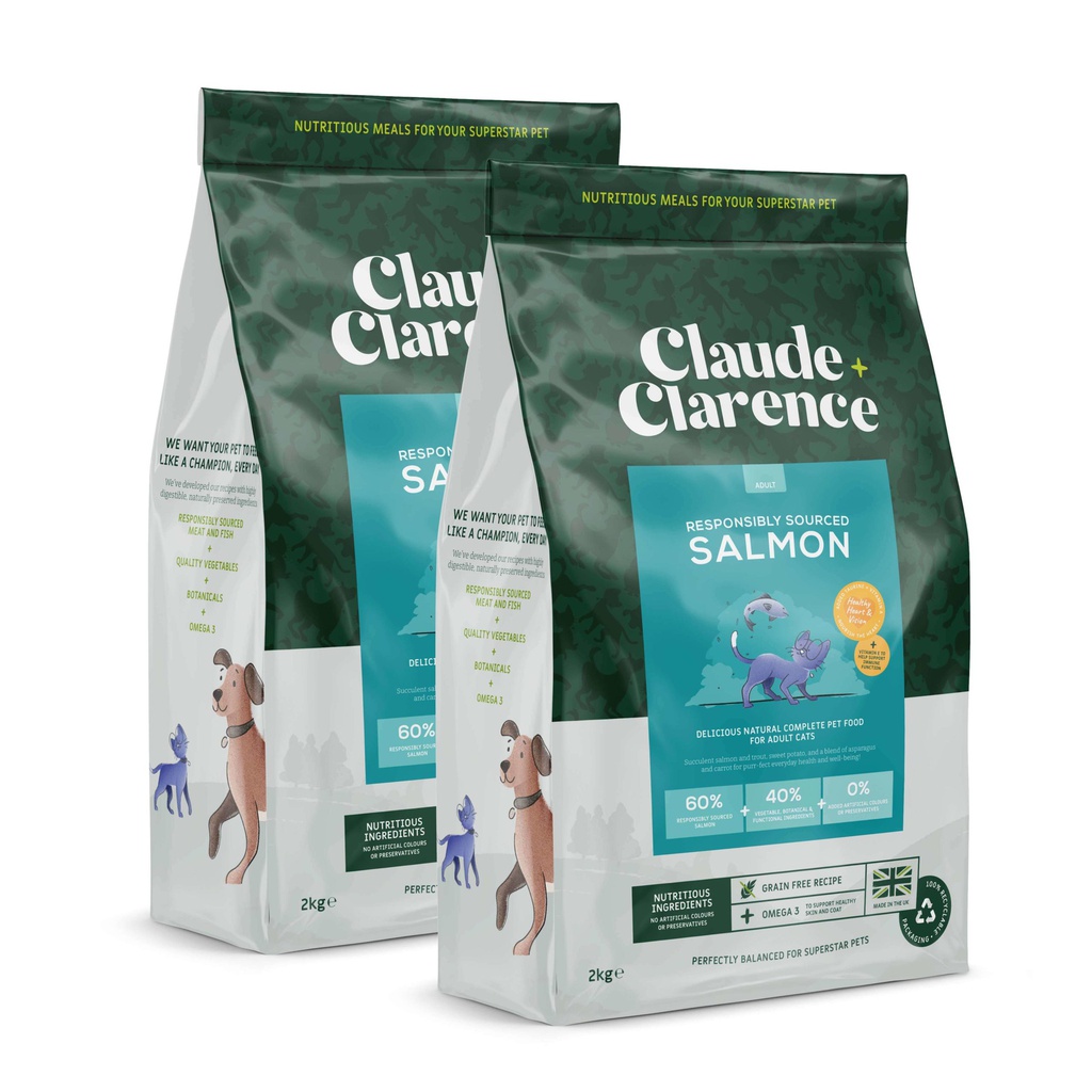 Claude & Clarence Adult cat - Responsibly Sourced SALMON 4KG 全天然無穀物貓糧 成貓配方-永續資源三文魚 4公斤