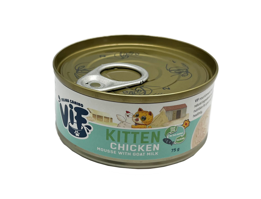 Felina Canino VIF Kitten Chicken Mousse With Goat Milk 75g 雞肉配羊奶幼貓慕絲貓罐頭 75克 (無卡拉膠)