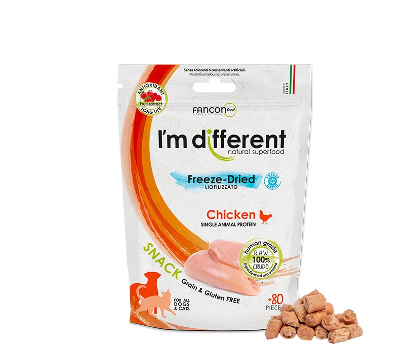 I'm different 貓小食 Freeze-Dried raw cat treats - CHICKEN 40g 意大利製單一蛋白雞肉凍乾小食 (無穀物,無麩,貓狗適用) 40克