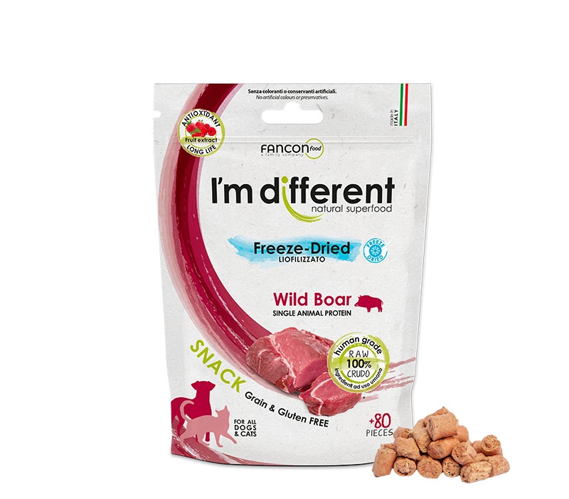 I'm different 貓小食 Freeze-Dried raw cat treats - WILD BOAR  40g 意大利製單一蛋白野豬凍乾小食 (無穀物,無麩,貓狗適用) 40克