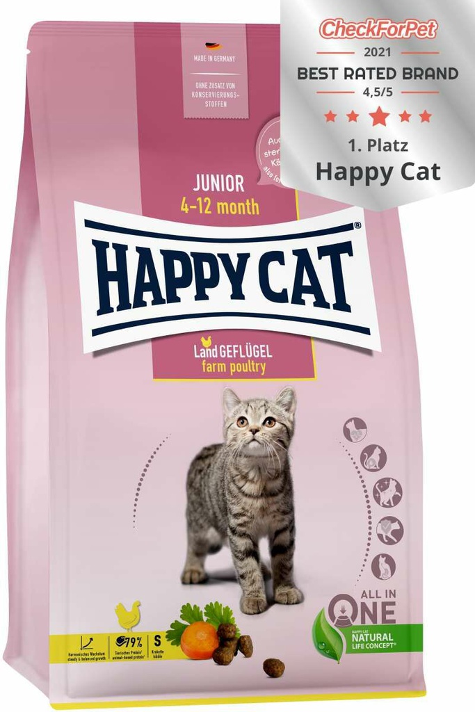 Happy Cat (新裝) Junior 4-12 month farm Poultry (Kitten) [LandGEFLUGEL] 1.3kg 幼貓配方 (70539)