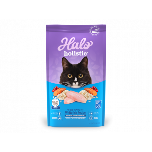 (新裝) Halo 自然光環貓糧 Holistic Healthy Grains ADULT Wild-Caught Whitefish Recipe Sensitive Stomach Support 10lb 成猫 敏感腸胃 白魚 10磅 (35222)