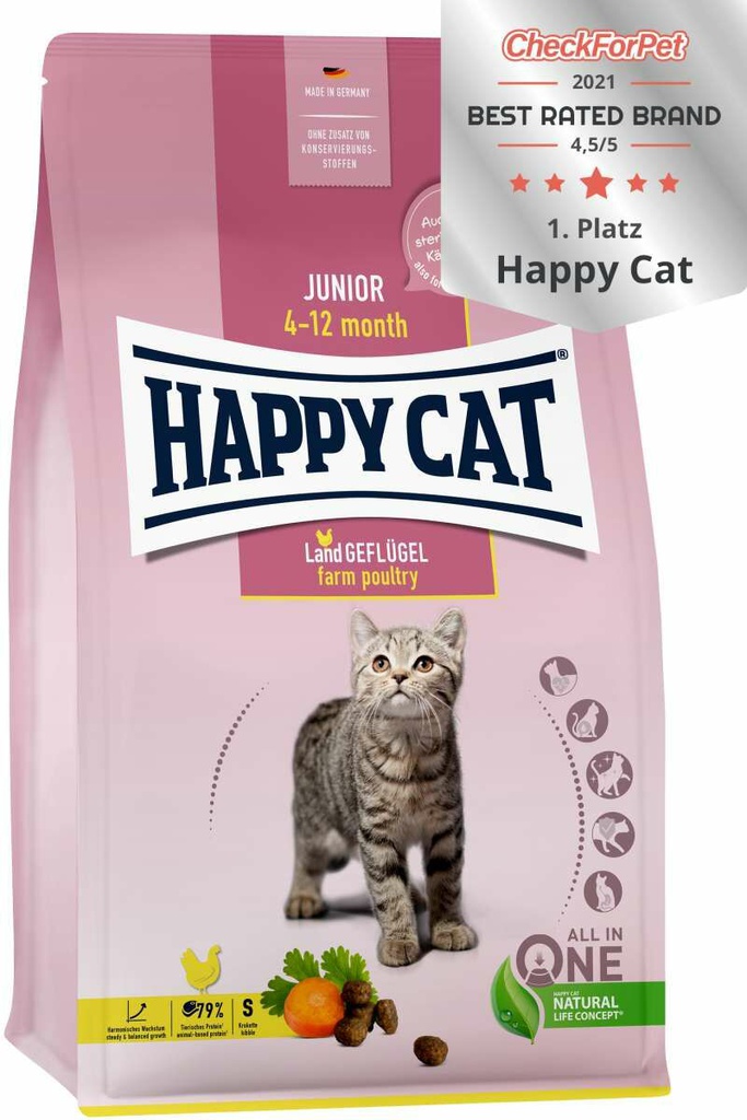 Happy Cat (新裝) Junior 4-12 month farm Poultry (Kitten) [LandGEFLUGEL] 4kg 幼貓配方 (70540)