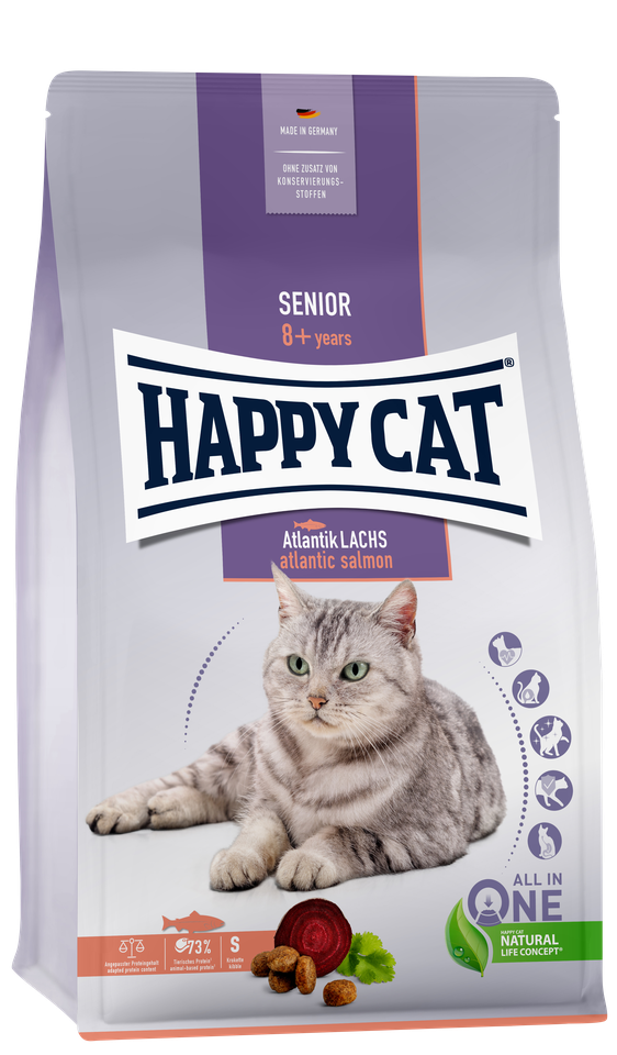 Happy Cat (新裝) [[ SENIOR 8+ years - Atlanti Lachs atlantic salmon]] (senior) 1.3kg (70611) 高齡老貓三文魚配方