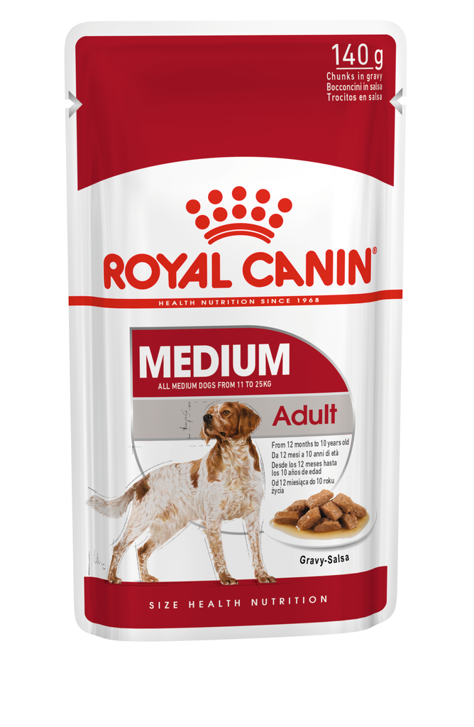 Royal Canin -  Health Nutrition 健康營養系列 Medium Adult Dog (Gravy) 140GX10 中型成犬營養主食濕糧(肉汁)140克x10[訂貨需時2-3天](原裝行貨)