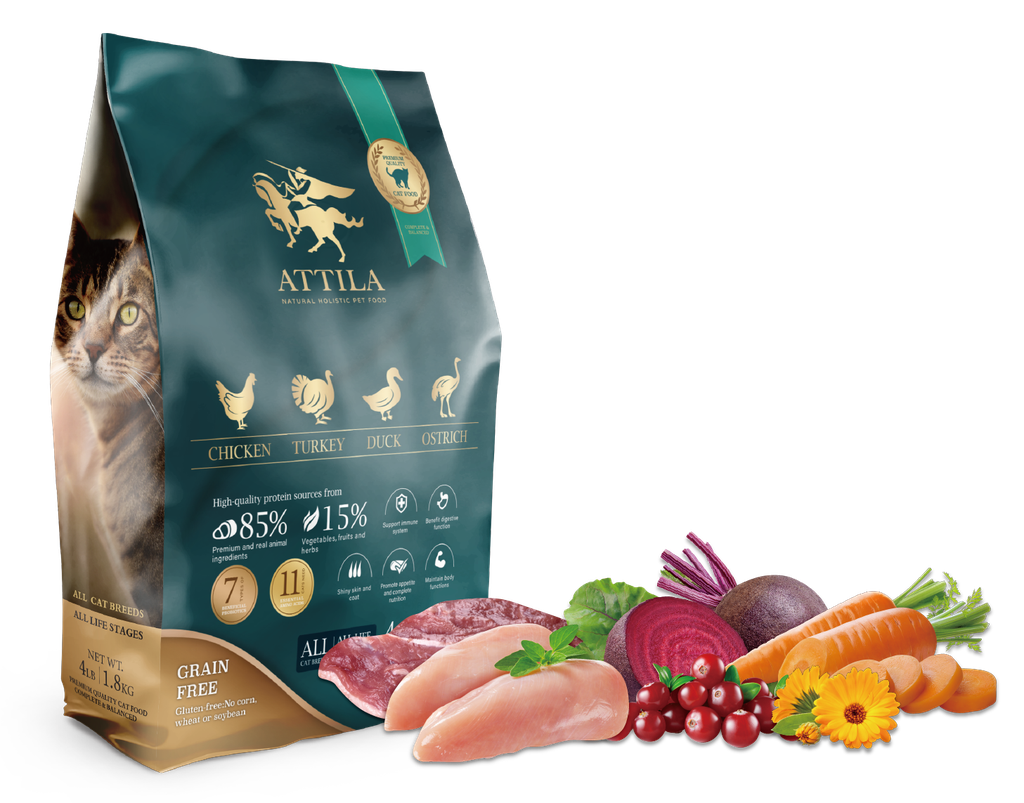 ATTILA 阿提拉 Chicken & Turkey & Duck & Ostrich 雞+火雞+鴨+鴕鳥 1.8kg 無穀全齡貓糧 (LA4180)