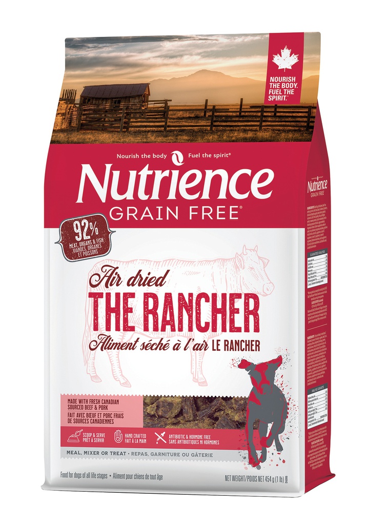 NUTRIENCE Grain Free 風乾犬糧 454G Air Dried The Rancher【牧場風味】牛+三文魚+豬 全犬配方