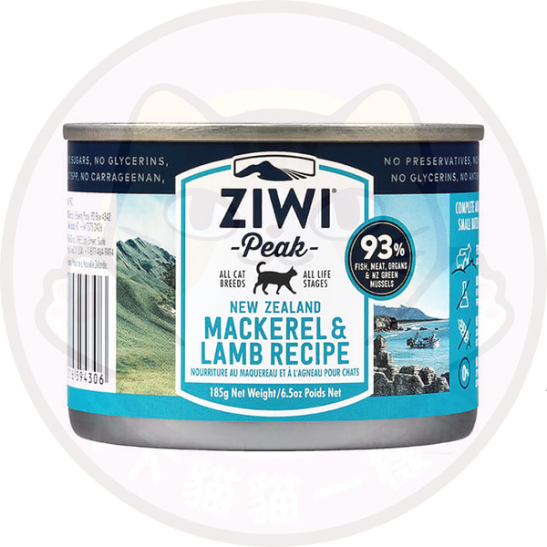 ZiwiPeak Cat 巔峰 貓罐頭 NZ Mackerel & Lamb 鯖魚羊肉 貓罐頭 6.5oz/185g (大鯖羊罐) (CCML185)