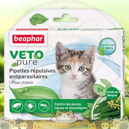 [ZY]_Beaphar 幼貓滴劑] Beaphar Veto Pure Bio Spot On [ for Kittens ] Nature 威霸回歸自然滴劑 幼貓用（一盒3支0.4ML支）