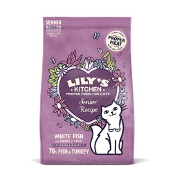 [B02] BLilyK_800g_老貓雞紫色7+] Lily's Kitchen [ Fish & Turkey Senior Dry Food ] 莉莉廚房貓糧 無榖物鮮魚 抗衰老強骨餐 800g (老貓/Senior/Adult 7+以上) (紫) {原裝行貨}