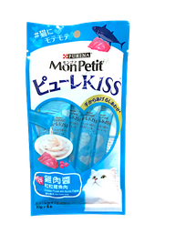 [ZY]_MP PKiss_藍] Mon Petit Puree Kiss 雞肉醬伴粒粒鏗魚肉 Chicken Puree With Bonito Flakes (10g x 4本) 藍包