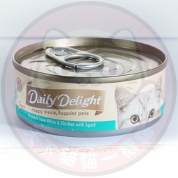 [C.A02]_cDD46] [斷貨中, 9月中才有貨, 可落單預訂等貨到] Daily Delight Pure DD46 Skipjack Tuna White & Chicken with Squid 80g 低鎂配方白鰹吞拿魚+雞肉+魷魚 DD46