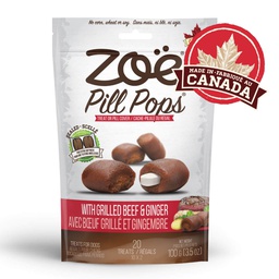 [ZY] S_ZOE_Zo048_紅] Zoe Pill Pops - Grilled Beef with Ginger 100g 烤牛肉配生薑餵藥小食 (犬用) for Dog (10個獨立包裝共20小粒)100克